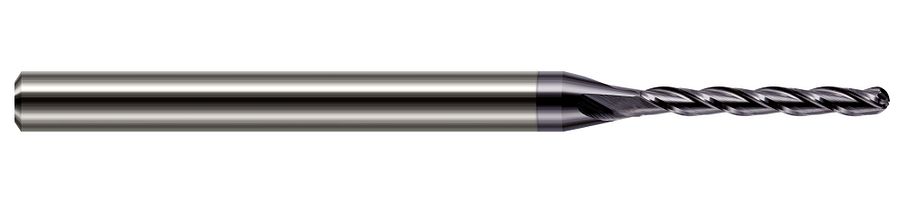 Picture of Harvey Tool 12870-C3 Dia 0.07 LOC 0.50 OAL2.50 End Mill Standard Flute Standard Helix Carbide AlTiN Single End Ball NoseBall
